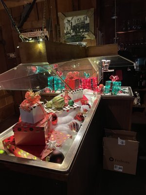 This was the pre-Covid salad bar now decorated for the holidays