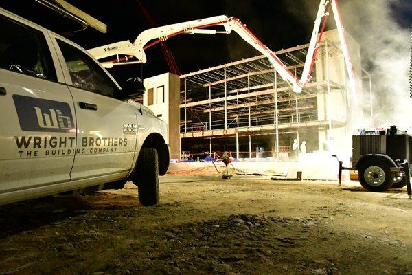 Wright Brothers has a concrete division. Here they are placing a pour at the Idaho Fish and Game new HQ in Boise (CSDI is the GC).