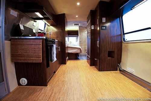 Airstream remodel - refinished cabinetry with eco veneer