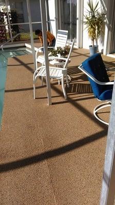 After Pick of River Rock In Bonita Springs. Cleaned, Stained and Sealed With SurfaceLogix Cobble Loc.