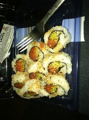 Spicy tuna roll; a grab n go item.