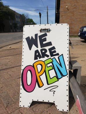 Signs out, we're open!