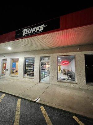 New Store Front for Puffs Cafe and Lounge has all the best Vapes, Delta 8, and smoke / vape shop gear!