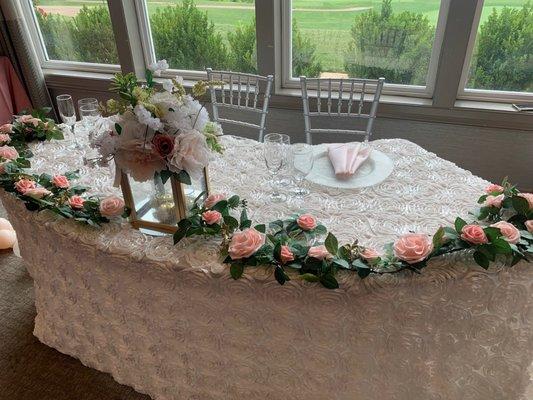 Our Sweetheart table provided and decorated by Bennett Caterers!