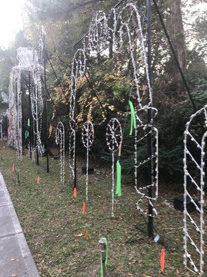 Decorations outside the skating rink on the street