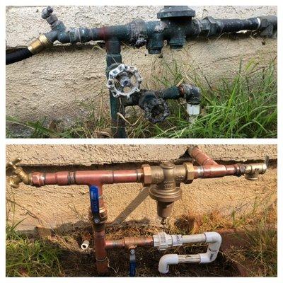 Up grade of main water line manifold. Old one was corroded and leaking. Before after