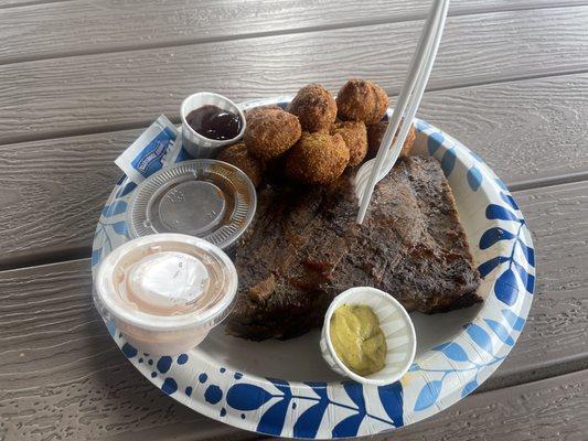 Ribs and 10 Hush Puppies