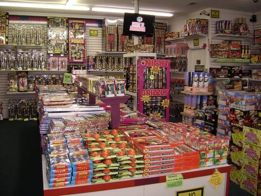 Some of our awesome fireworks for sale! If you have never bought a 500gram come in and see our videos and take one home!!