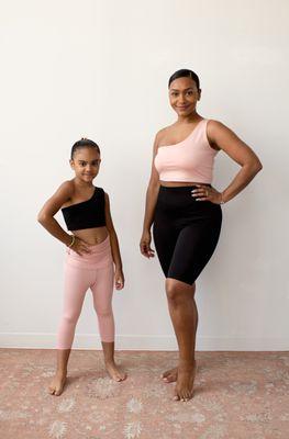 Our matching Mommy & Me yoga sets made from recycled water bottles!