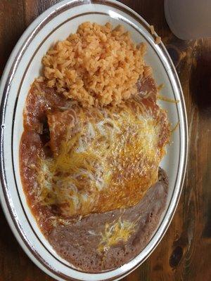 Beef enchiladas with red sauce