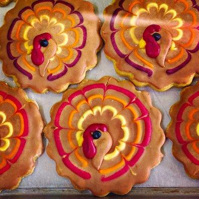 Seasonal cookies.  The turkey I can eat being a vegetarian and all.