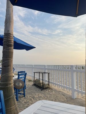 View of the beach from our table