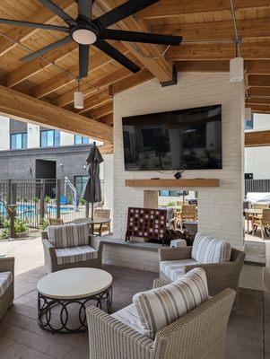 Outdoor seating area with TV