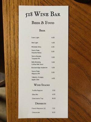 Beer & Food Menu