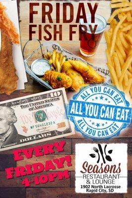 All You Can Eat! Beer battered Alaskan Pollock, Fries & Coleslaw for just $10!