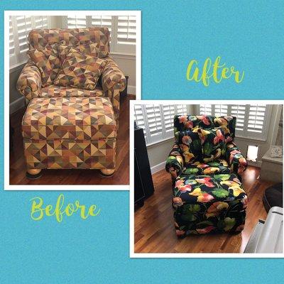 Club chair reupholstered