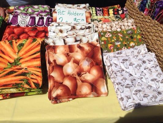 Handmade pot holders @ garlic festival