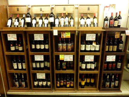 Part of our wine section. All our wines have customized tags to help you get the best choice.