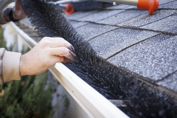 UV Protected Bristles Fill Gutters Blocking Leaves While Water Flows Through.