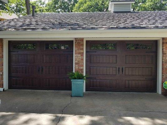 Residential Installation - Long BBoard Panel Design in  Mahogany stain with a row of "Moonlite" Windows in top section