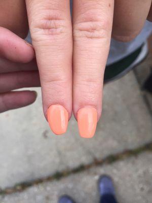 Uneven nails from Calipro nails.