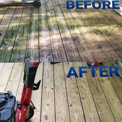 Pressure Washing Deck mid Spring to remove all the algae, mold, mildew and grime.