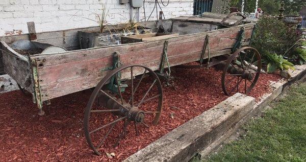 The rusty wagon outside