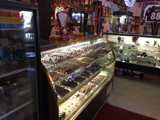 Candy selection in front of store