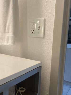 Added a Receptacle in this bathroom