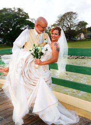 One of our favorite couples poses after a beautiful outdoor ceremony