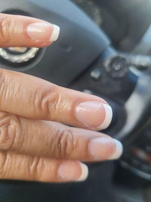 Cracked and peeled French manicure less than 5 hrs.after being done.