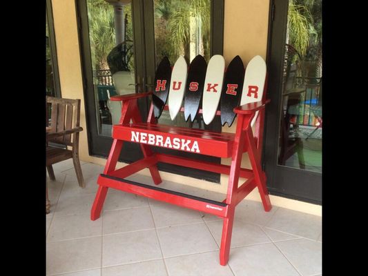 Surfboard bench Nebraska team.