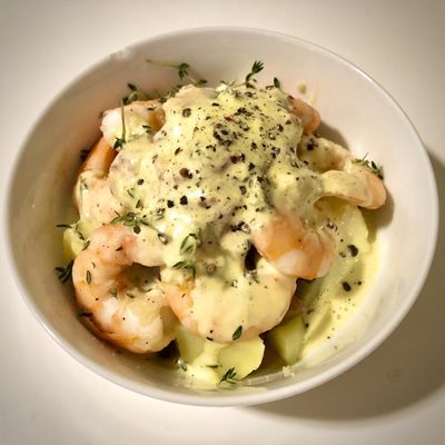 shrimps potatoes salad with house mayo