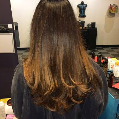 Ombre, cut and blowout done by Courtney