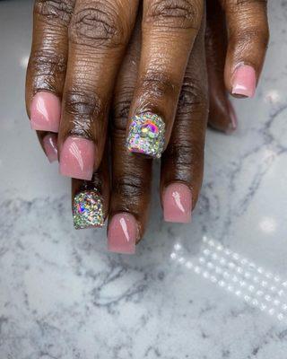 Short pink set with bling