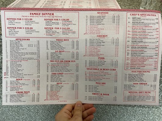 Updated menu