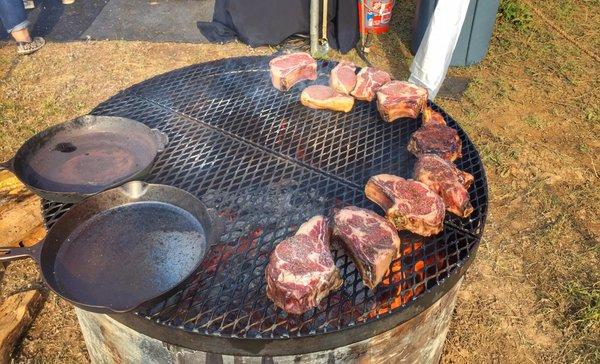 Chef John Tesar cooking steak