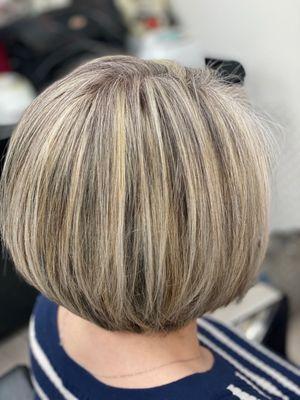 Hair cut color and highlights