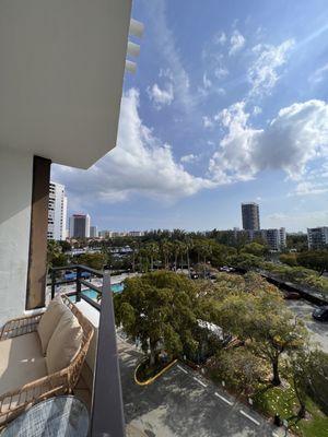 Balcony view of the smaller pool