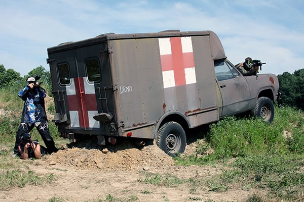 The military ambulance on our Utah Beach playing field