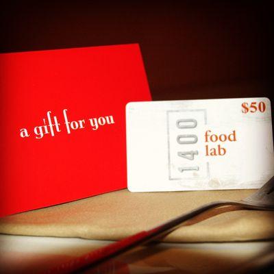 Gift cards available for 1400 Food Lab-hosted events and classes.