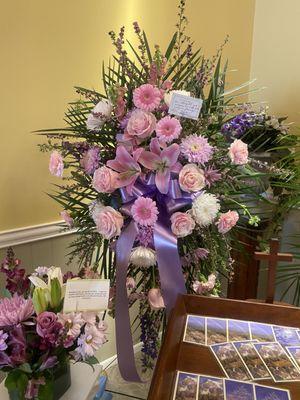 Beautiful Standing Spray Funeral Arrangement! Thank you Edison Plants & Flowers ~ and for the speedy delivery too!