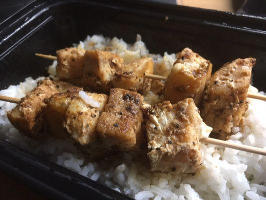 Fresh grouper on a bed of jasmine rice.