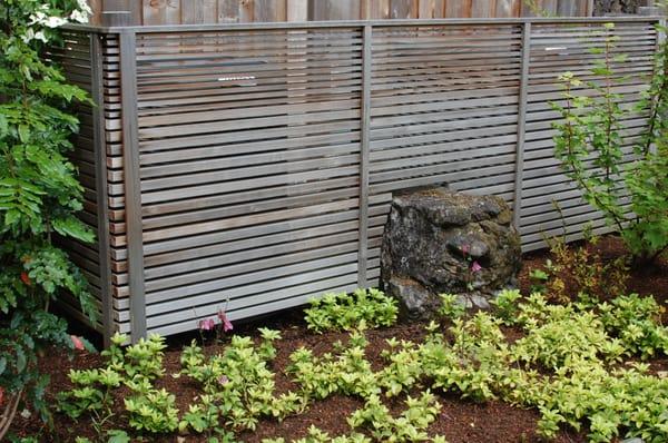 Cedar Screen with Inset Moss Boulder