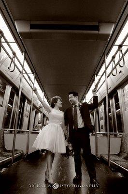 riding the subway to the wedding