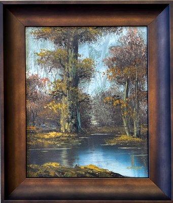 This copper toned frame made this wonderful little painting glow.