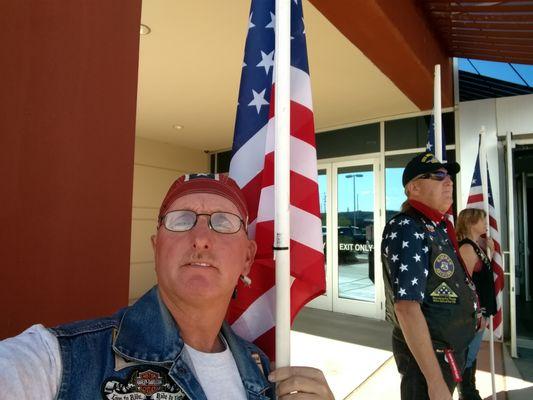 Art is involved in the Patriot Guard organization to protect military funerals and other military functions.