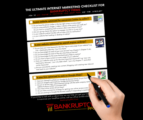 Ultimate Internet Marketing Checklist for Bankruptcy Firms