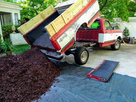 Light load delivery of Mulch, Pine Needle, Compost, etc. in our cool F150 Dump Truck...You order & we pick up and deliver to you. No stones.