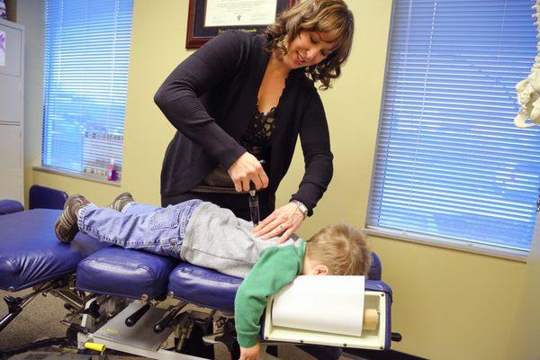 3 year old Emmett getting his regular monthly adjustment.